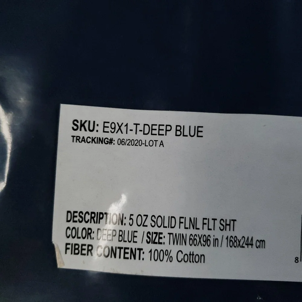 The Company Store Flannel Flat Sheet Twin Deep Navy 5oz Solid‎ Cotton 66x96in